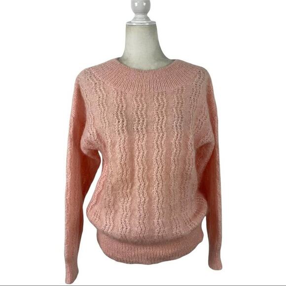 Vintage 80s Lowell & Whitney Kid Mohair Pullover Sweater Pink Size Medium - Picture 13 of 13